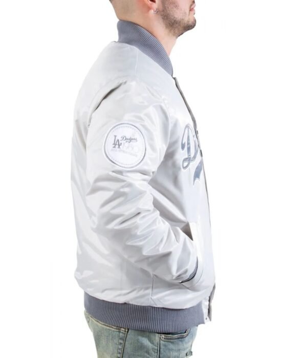 LA Dodgers Silver Satin Jacket