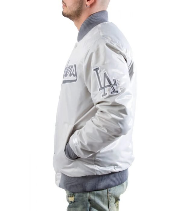 LA Dodgers Silver Satin Jacket