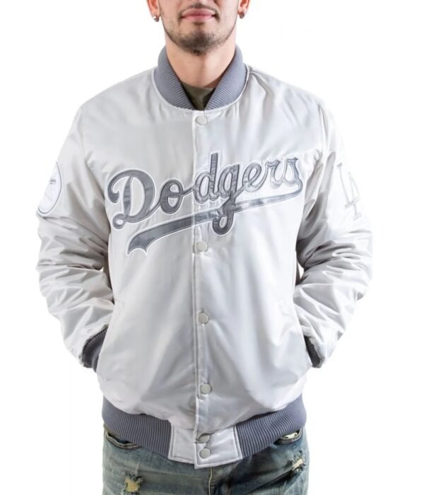 LA Dodgers Silver Satin Jacket