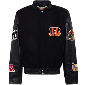 Cincinnati Bengals Jeff Hamilton Wool and Leather Jacket