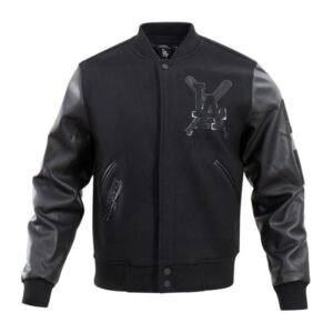Dodgers Pro Triple Black Wool Varsity Jacket