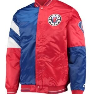 LA Clippers Color Block Satin Red and Blue Jacket