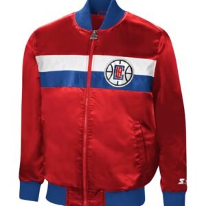LA Clippers The Ambassador Full-Zip Red Satin Varsity Jacket