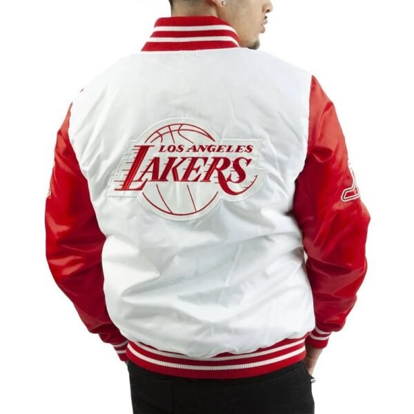 Los Angeles Lakers White And Red Satin Jacket
