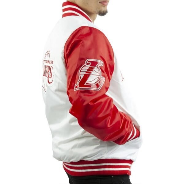 Los Angeles Lakers White And Red Satin Jacket