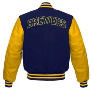 Letterman Milwaukee Brewers Yellow and Blue Jacket