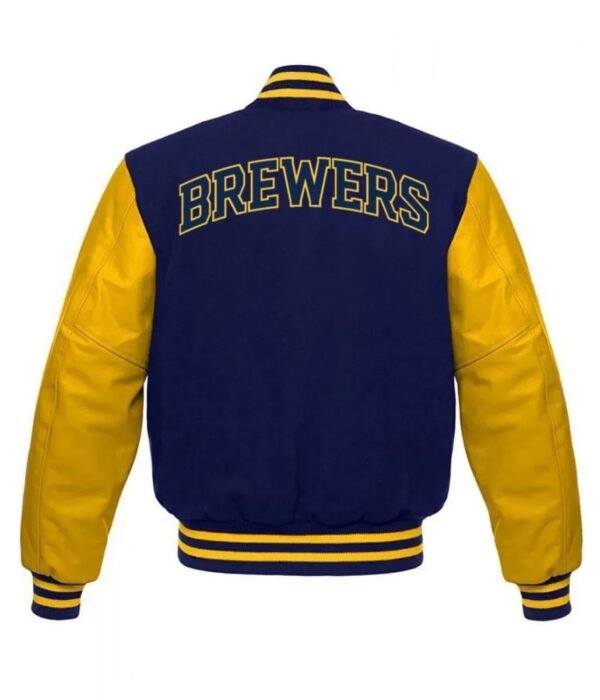 Letterman Milwaukee Brewers Yellow and Blue Jacket