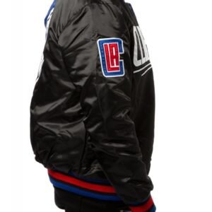 Los Angeles Clippers Black Blue Satin Bomber Jacket
