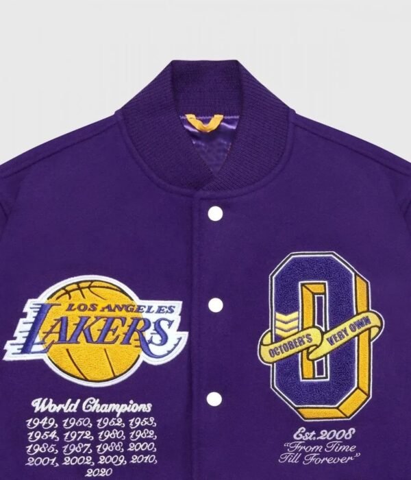 Los Angeles Lakers OVO Purple Wool Varsity Jacket