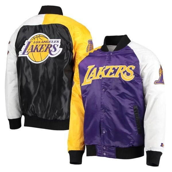 Los Angeles Lakers Tricolor Satin Varsity Jacket