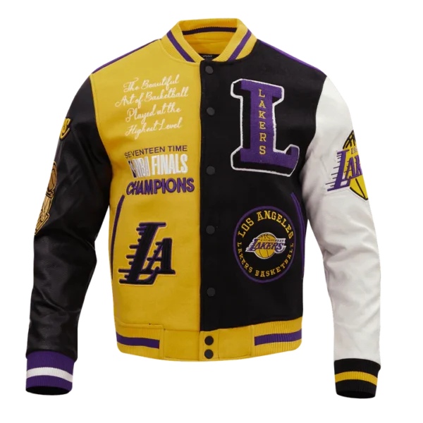 Los Angeles Lakers Tricolor Satin Varsity Jacket