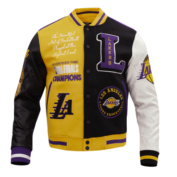 Los Angeles Lakers Tricolor Satin Varsity Jacket