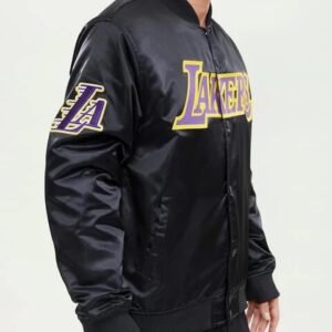 Los Angeles Lakers Wordmark Black Satin Jacket