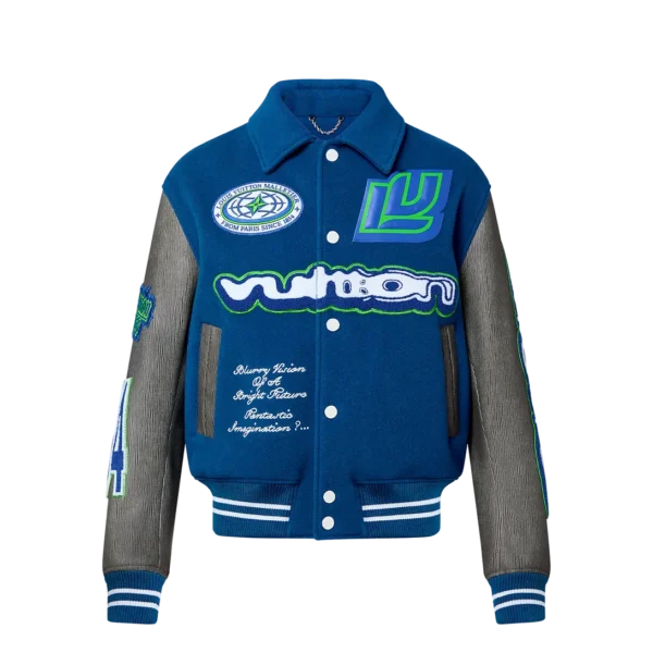 Louis Vuitton Embroidered Blouson Grey And Blue Jacket