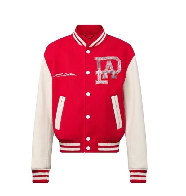 Louis Vuitton Mix Leather Varsity Blouson Red Jacket