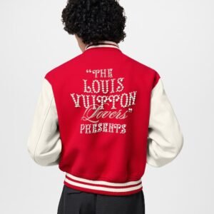 Louis Vuitton Mix Leather Varsity Blouson Red Jacket