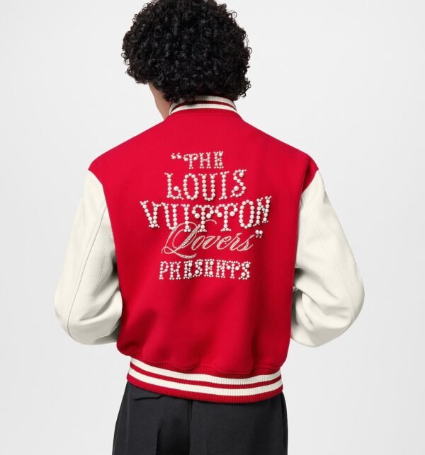 Louis Vuitton Mix Leather Varsity Blouson Red Jacket