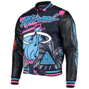 Miami Heat Pyramid Black Full-Snap Varsity Jacket