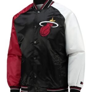Miami Heat Reliever Full-Snap Black and Red Satin Jacket