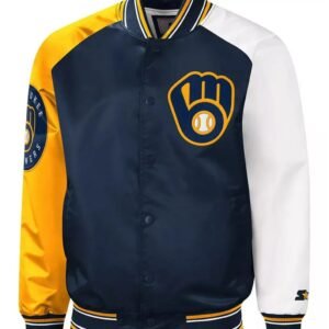 Milwaukee Brewers Reliever Satin Raglan Full-Snap Jacket