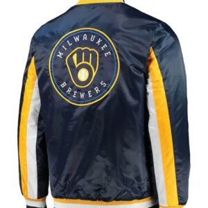 Milwaukee Brewers The Ace Full-Snap Satin Navy Jacket