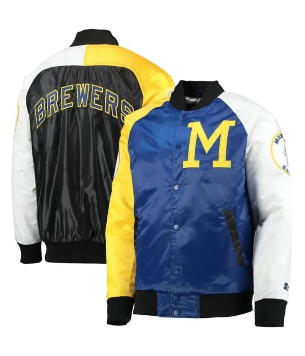 Milwaukee Brewers Tri-Color Full-Snap Satin Jacket