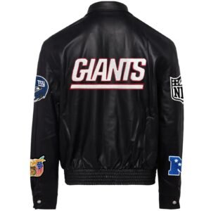 New York Giants Jeff Hamilton Black Leather Varsity Jacket