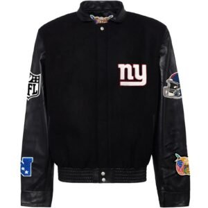 New York Giants Jeff Hamilton Wool and Leather Jacket