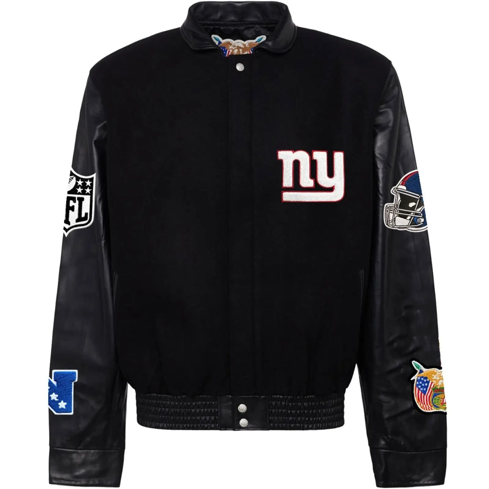 New York Giants Jeff Hamilton Wool and Leather Jacket