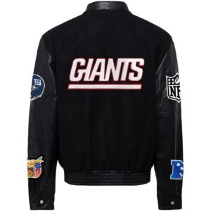 New York Giants Jeff Hamilton Wool and Leather Jacket
