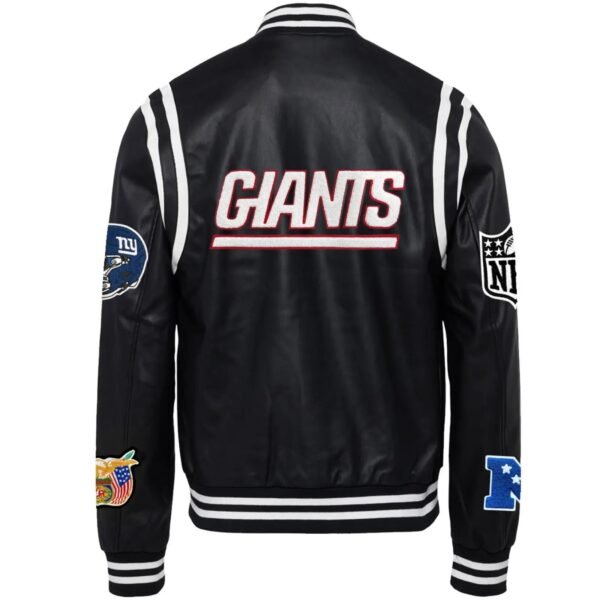 New York Giants Jeff Hamilton Classic Rib Black Leather Jacket