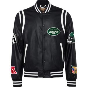 New York Jets Jeff Hamilton Leather Varsity Jacket