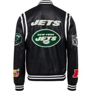 New York Jets Jeff Hamilton Leather Varsity Jacket