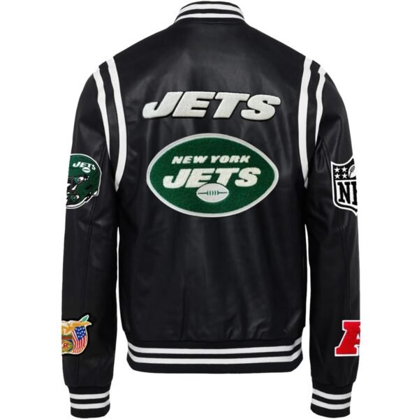 New York Jets Jeff Hamilton Leather Varsity Jacket