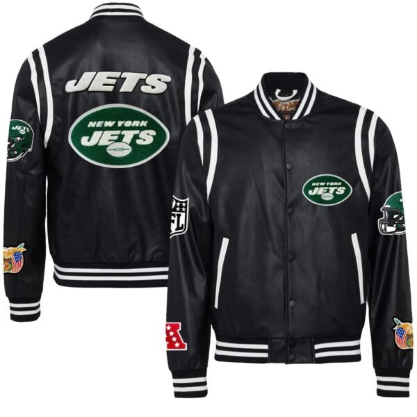 New York Jets Jeff Hamilton Wool and Leather Varsity Jacket