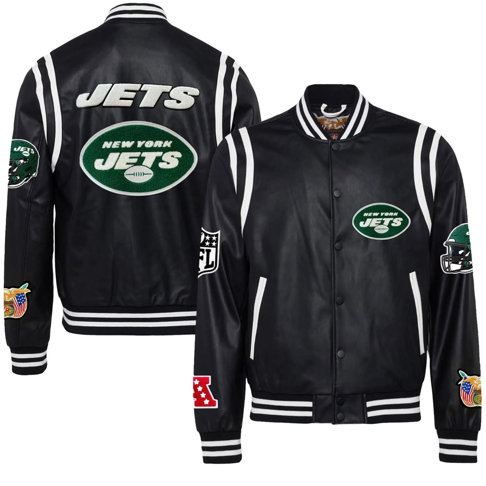 New York Jets Jeff Hamilton Wool and Leather Varsity Jacket