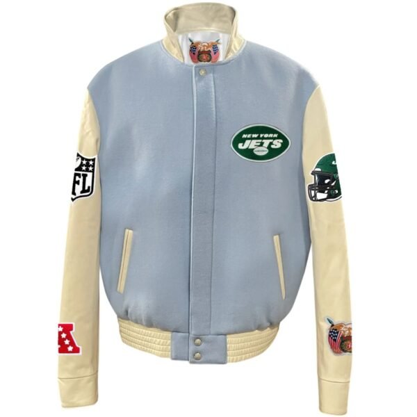 New York Jets Jeff Hamilton Wool and Leather Varsity Jacket