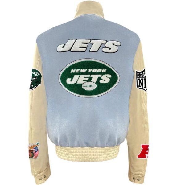 New York Jets Jeff Hamilton Wool and Leather Varsity Jacket