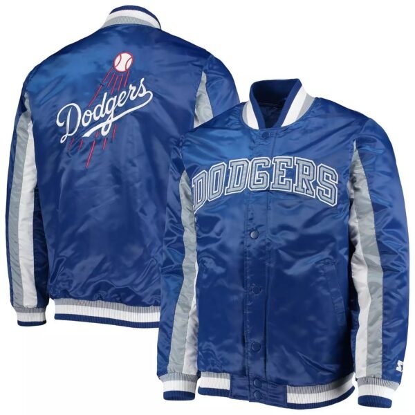 The Ace Dodgers Royal Blue Satin Varsity Jacket
