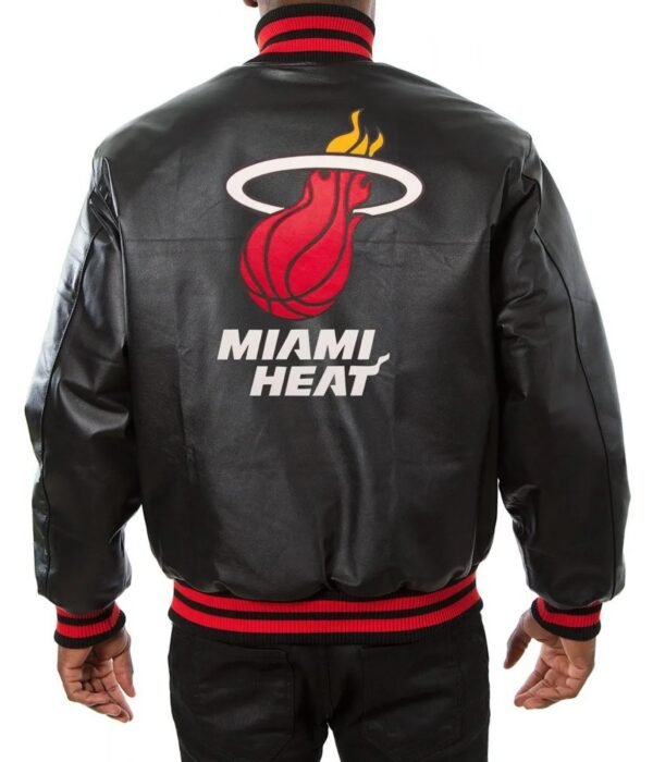 Miami Heat Black Leather Varsity Jacket
