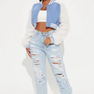 She's Popular Cropped Varsity Jacket