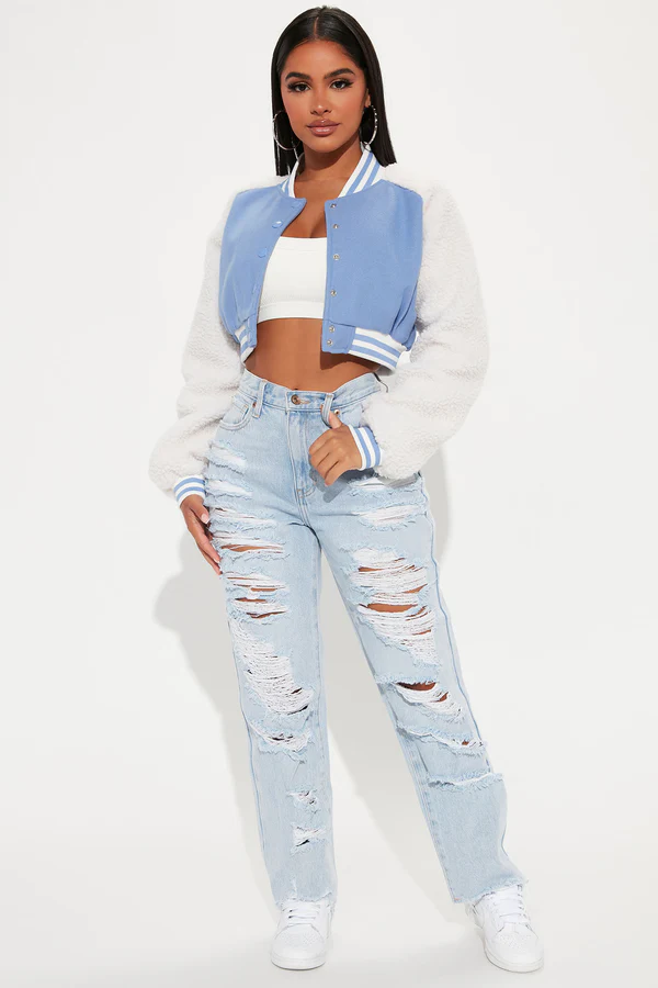 She's Popular Cropped Varsity Jacket