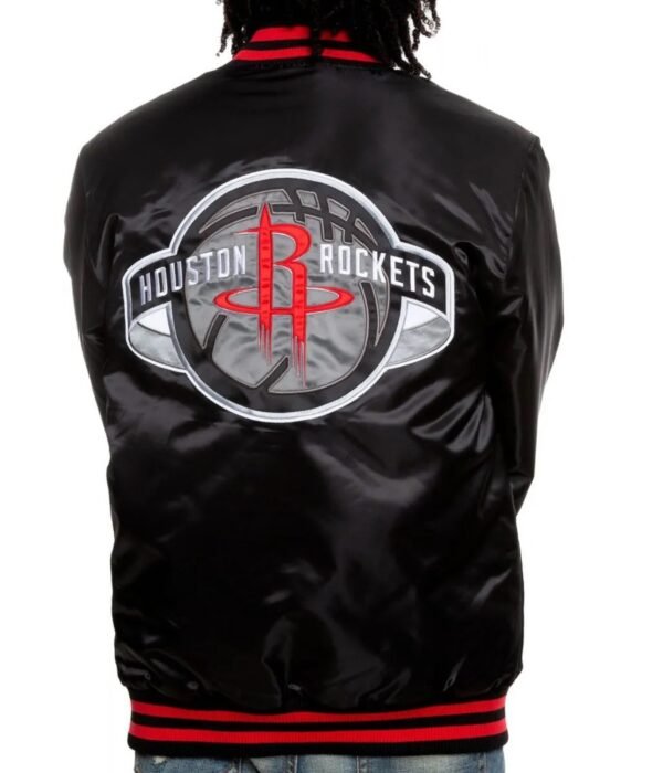 Bomber Houston Rockets Satin Black Jacket