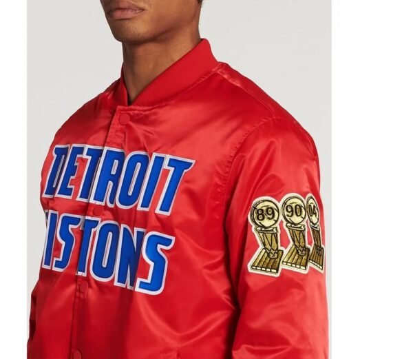 Detroit Pistons Big Logo Black Satin Jacket