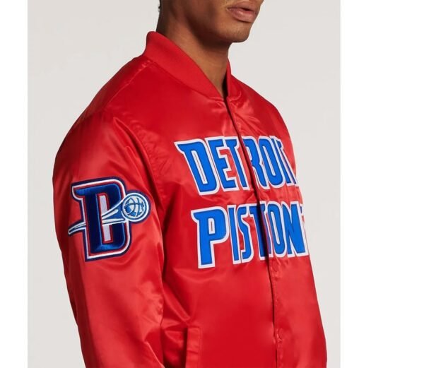 Detroit Pistons Big Logo Black Satin Jacket