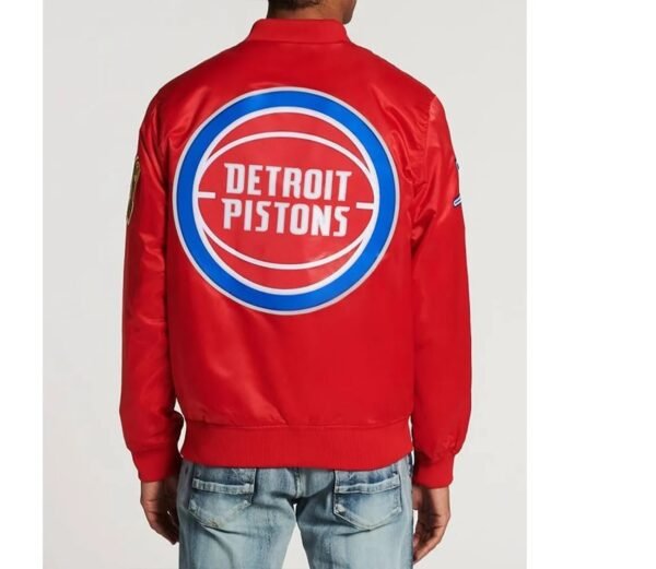 Detroit Pistons Big Logo Black Satin Jacket