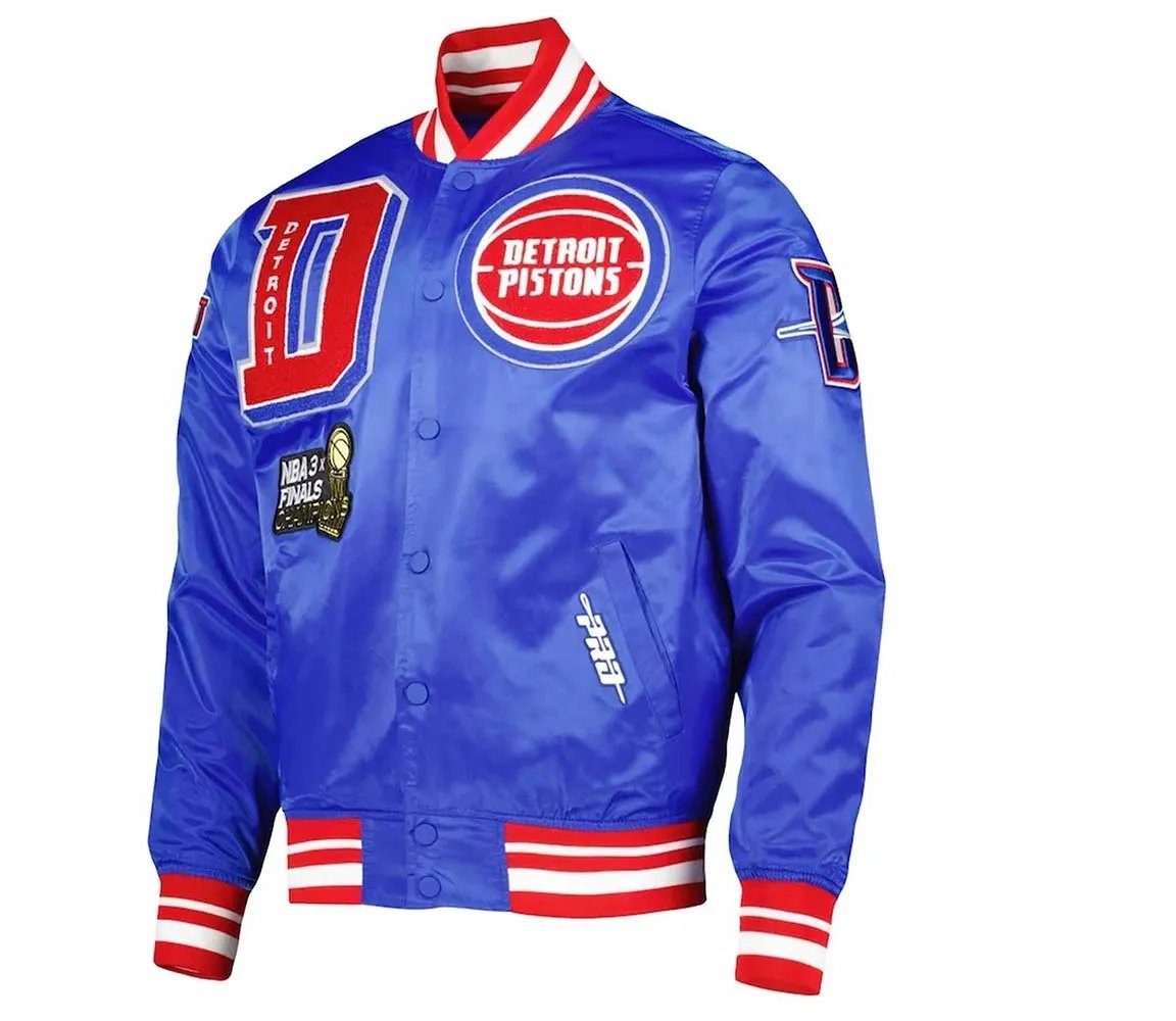 Detroit Pistons Finals 3x Champions Mash Up Satin Jacket