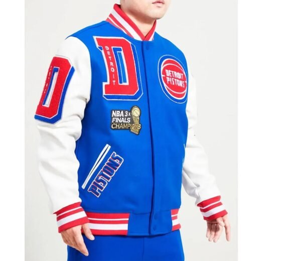 Detroit Pistons Mashup Varsity Royal and White Jacket