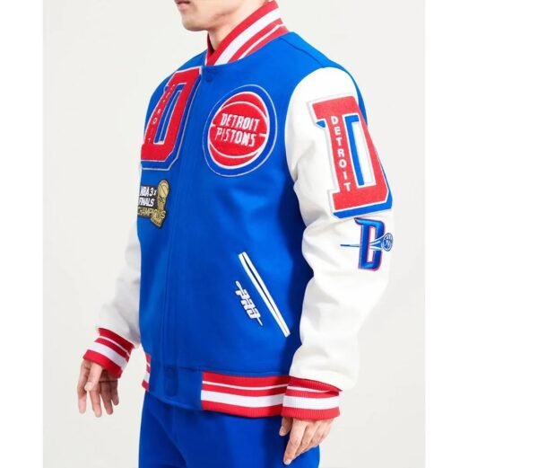 Detroit Pistons Mashup Varsity Royal and White Jacket
