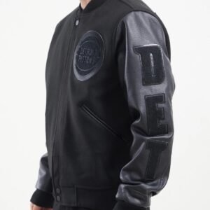 Detroit Pistons Triple Black Wool Varsity Jacket